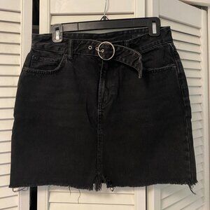 All Saints black denim mini skirt